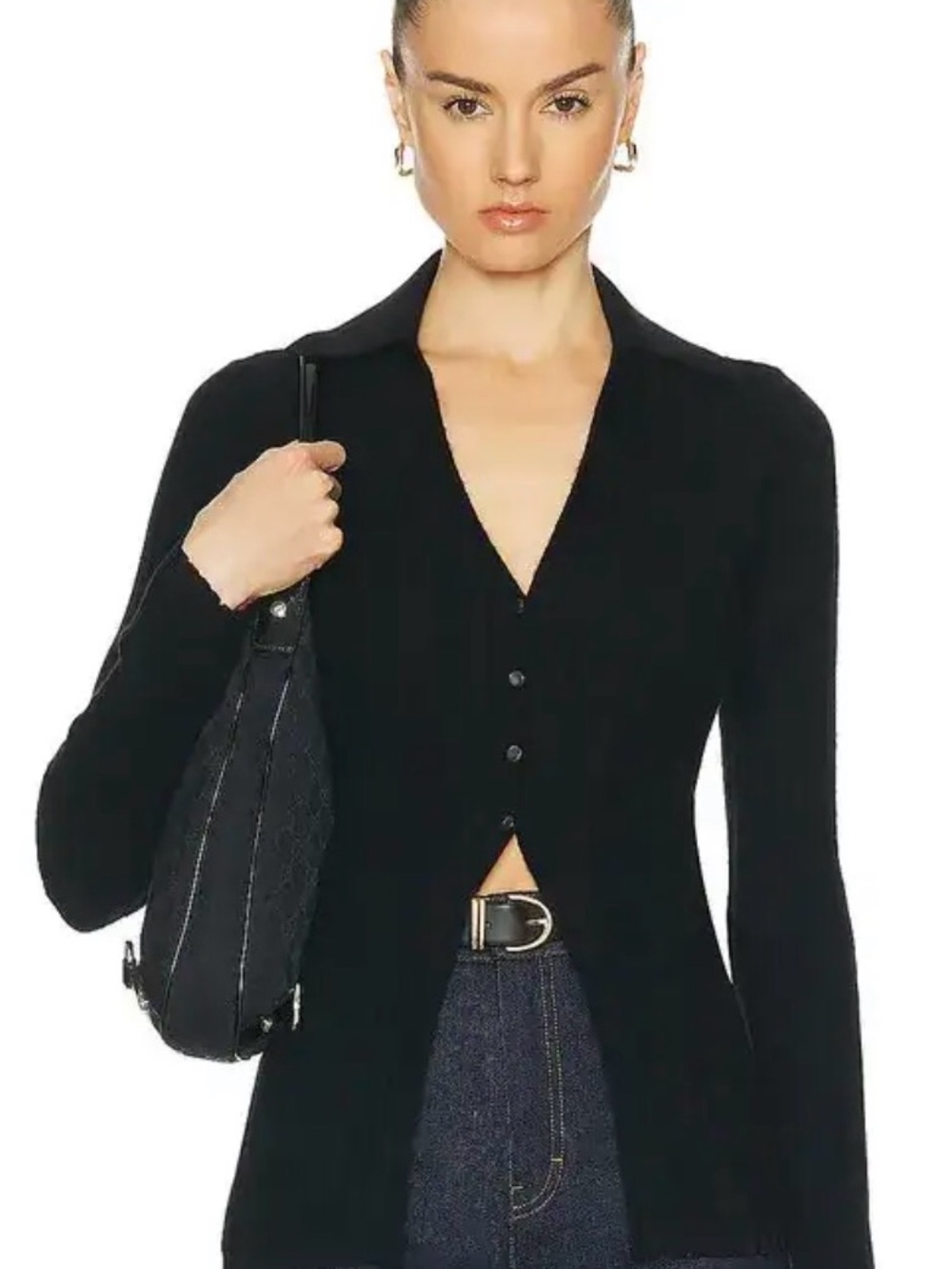 Guest in Residence Rib Button Cardigan Cashmere Silk Blend